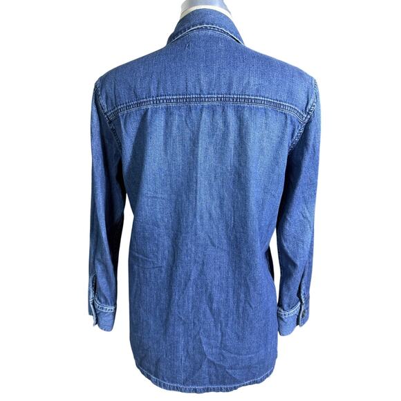 AG x Alexa Chung The Poppy Shirt Jacket in Blue Chambray Embroidery Size Small - Picture 4 of 8